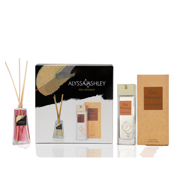 Oud Patchouli + scented home diffuser set
